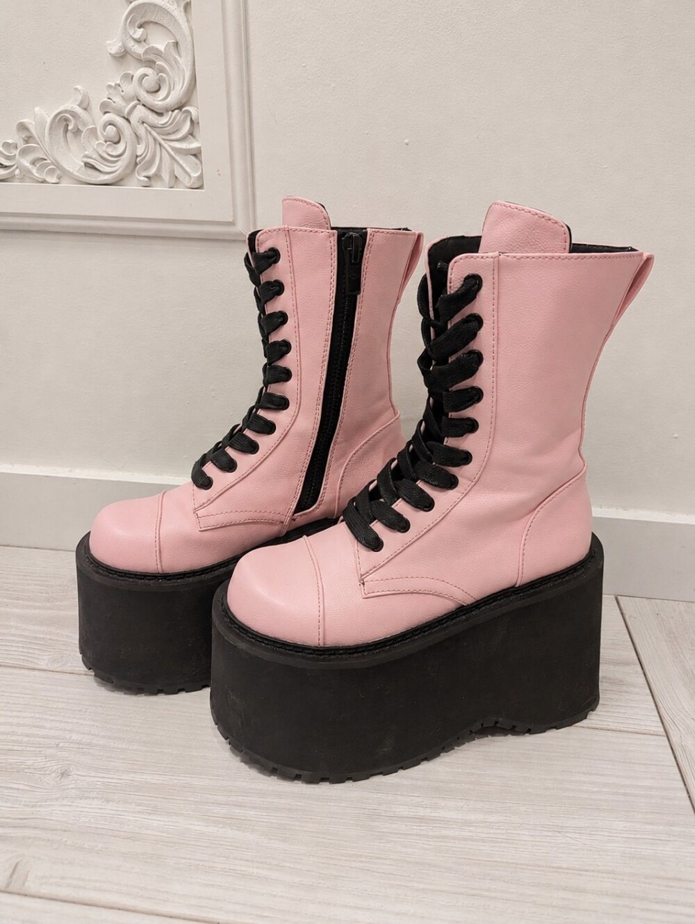 Current Mood Pink Platform Lace-Up Combat Boots